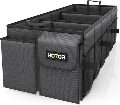 HOTOR Trunk Organizer for Car - Car Organizer, Foldable Trunk organizer for SUVs & Sedans, Sturdy Organization for Car Accessories, Tools, Sundries, Black, 3 Compartments, 31.9"×12.6"×10.6"
