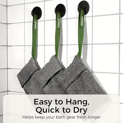 ZOMCHI Exfoliating Soap Bags, 3-Pack Body Scrubber Savers for Bar Soap, Designed for Deep Cleansing & Exfoliation (Gray)