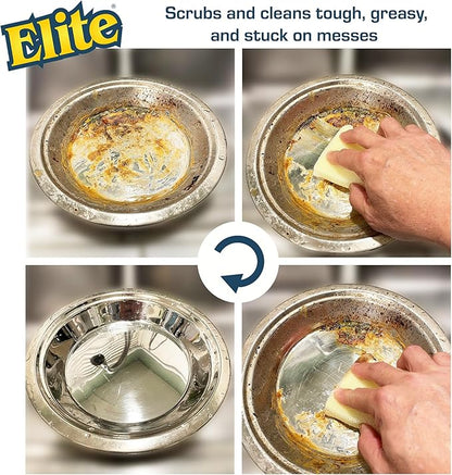 Elite HD (Heavy Duty) All Purpose Cleaning Pad, 6 Pack, Non Scratch, Dish Sponge, Scrubber, Made in USA. Large Thick Sponge for Household and Industrial Use. Sized to Grip for Heavy Scrubbing.