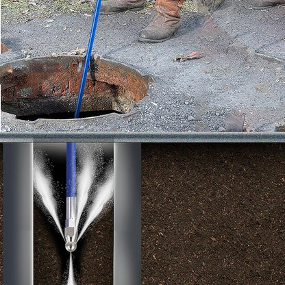 Sewer Jetter Kit for Pressure Washer 100FT, 5800 PSI Water Jet Drain Cleaner Hose 1/4 Inch NPT Corner, Rotating and Button Sewer Jetting Nozzles, Waterproof Tape, Spanners, and Pearl Corsage Pin