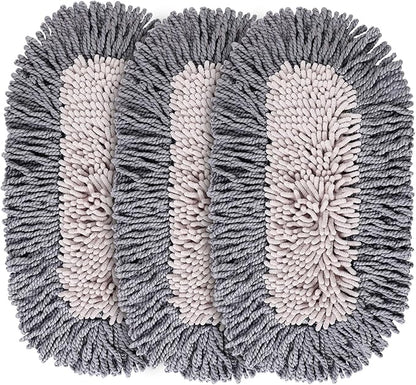 CLEANHOME Microfiber Dust Mop Replacement Pads for Hardwood Floor Cleaning, Washable and Reusable Chenille Mop Pads 3 Packs