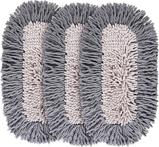 CLEANHOME Microfiber Dust Mop Replacement Pads for Hardwood Floor Cleaning, Washable and Reusable Chenille Mop Pads 3 Packs