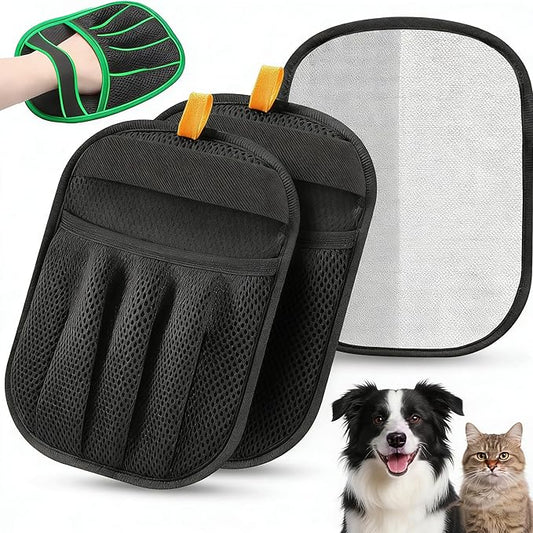 2pcs 2026 Upgraded Five-Finger Electrostatic Pet Hair Removal Gloves for Cats & Dogs, Reusable Pet Hair Remover for Laundry, Couch, Carpet, Car Seat, Furniture - Grooming & Cleaning Glove Set
