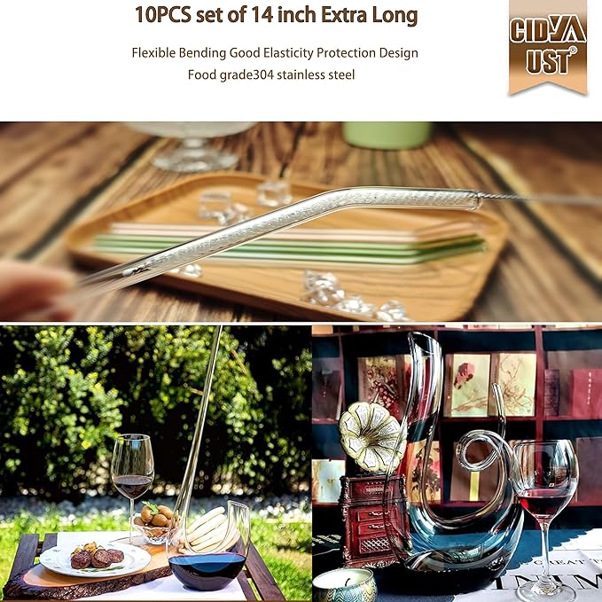 14-inch Straw Cleaner Brush Extra Long，Straw Brush Extra Long with 304 Stainless Steel and Nylon Bristles Straw Brush for Baby Bottles, Glass/Silicone Straws or Hummingbird Feeders.