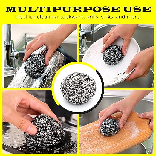 Wool Assortment for Cleaning – 0000 Grade Fine to Coarse Steel Wool Pads & Rolls, Multiple Pack Sizes and Length Options (12 Pcs Scourer)