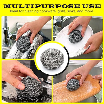 Wool Assortment for Cleaning – 0000 Grade Fine to Coarse Steel Wool Pads & Rolls, Multiple Pack Sizes and Length Options (12 Pcs Scourer)