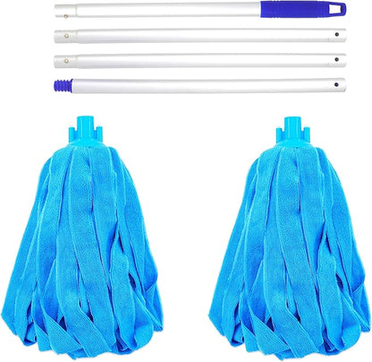 EaseYourDay Microfiber Cloth String Mop, One Lightweight Aluminum Pole + Two Loop End Microfiber Cloth Mop Heads