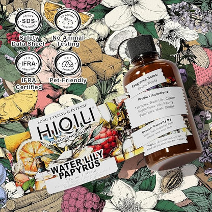 HIQILI Water Lily Papyrus Fragrance Oil for DIY Soap, Inspired by ISY-Myake L.d'Isy, Perfume, Candle Making, Fresh Scents for Laundry Dryer Balls, Gifts- 1 Fl Oz