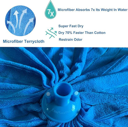 EaseYourDay Microfiber Cloth Mop, One Pole with Two Screw On Mop Heads