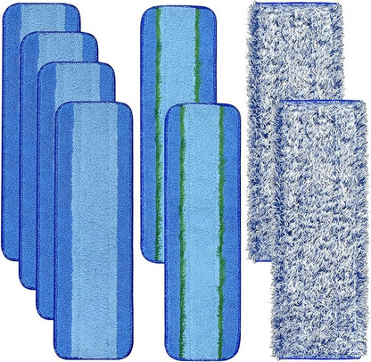 8 Pack Microfiber Cleaning Pad for Bona Mop Hardwood & Hard Surface Floors Dry and Wet Floor Cleaning - Includes 4 Microfiber Cleaning Pad, 2 Deep Clean Pads and 2 Dusting Pad - Dual Zone Cleaning