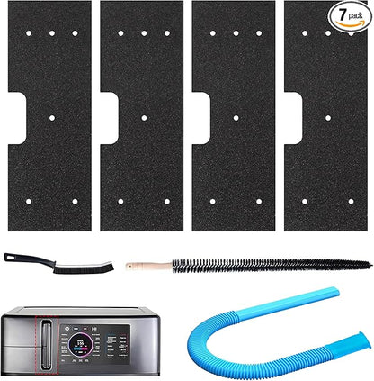 7 Pcs Dryer Vent Cleaner Kit for GE Washer Dryer Combo with Dryer Vent Brush and Dryer Vent Vacuum Hose Attachment, WH01X35719 Lint Filter Replacement Upgraded Washable Sponge for Models PFQ97HSPVDS
