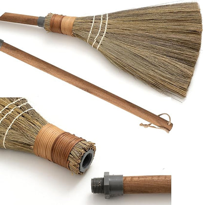 BMart Home Natural Whisk Sweeping Brownn Handle Broom - Vietnamese Straw Soft Broom for Cleaning Dustpan Indoor-Outdoor, Sofa, Car Hood, Decoration Items - 9.84'' Width, 29.75" Length