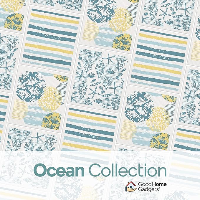 Swedish Dishcloths for Kitchen | 12-Pack Ocean Collection | Absorbent Reusable Swedish Dishcloths, Eco-Friendly Cellulose Sponge Dishtowels