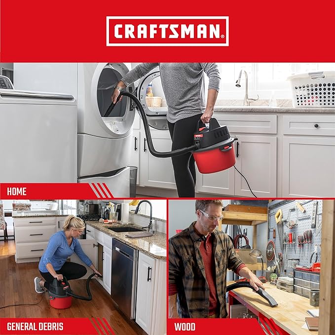 CRAFTSMAN CMXZVBE38737 Genuine General Debris Wet Dry Vac Replacement Filter Bags with Retaining Band for Most CRAFTSMAN 2 to 2.5 Gallon Shop Vacuums and Powerhead Bucket Vac, 3-Pack