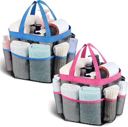 Attmu 2 Pack Mesh Shower Caddy Portable, Quick Dry Hanging Shower Tote Bag for College Dorm Room Essentials, Large Capacity Shower Caddy Dorm for Bathroom Gym Swimming