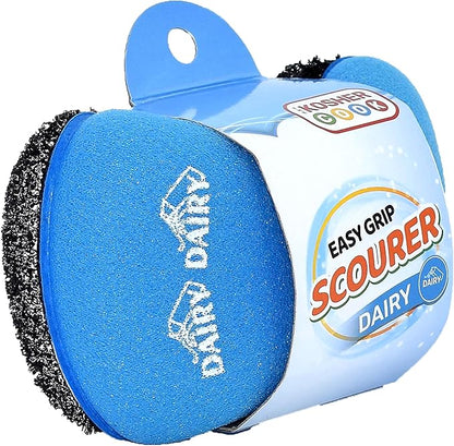 Dairy Blue Scouring Sponge - Easy Grip Handle Scour Pad with Steel Wool – Color Coded Kitchen Tools by The Kosher Cook