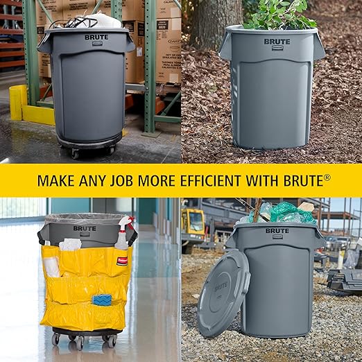 Rubbermaid Commercial Products BRUTE Heavy-Duty Round Trash/Garbage Container, 44-Gallon, Blue, for Landscapers/Construction Sites/Restaurants/Back of House/Offices/Warehouses/Commercial Environments