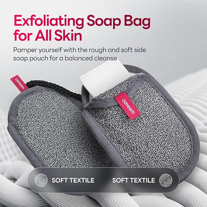 CAVEEM 2 Pack Dual-Sided Softness Exfoliation Soap Pouch, Soap Saver Bag for Bar Soap, Soap Mesh Pocket Bar Holder for Washing Body, Soap Sack Sponge Bag for Shower Bath