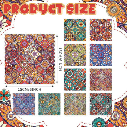 Sinmoe 20 Pcs Microfiber Cleaning Cloth Microfiber Cloth Gift Soft Multicolor Glasses Cleaner for Eyeglasses Camera Lens Cell Phone Screens Glasses, 6 x 6 Inches(Mandala)