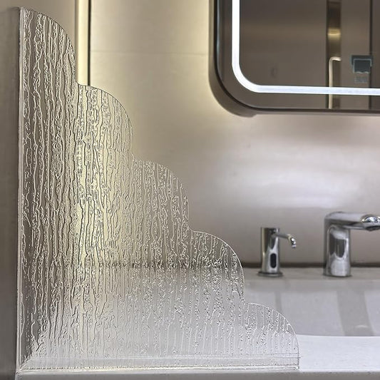 Large Shower Splash Guard, 2 Pack, 9.1 x 11.5 Inch, Waterproof Bathtub Corner Water Blocker with Silicone Base, Unique Acrylic Baffle for Bathroom, Kitchen Sink