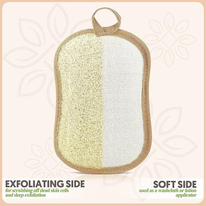 Almooni Premium Exfoliating Loofah Pad Body Scrubber, Made with Natural Egyptian Shower loofa Sponge- Bow Tie Shaped Loofah - 2 Count(1 Pack)