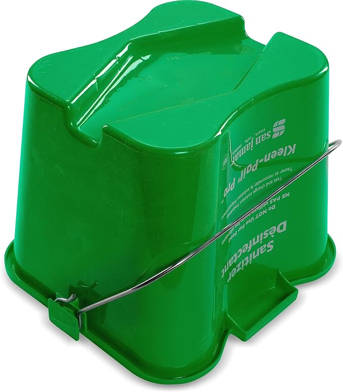 San Jamar Kleen-Pail Pro Detergent Pail Cleaning Bucket with Bail Handle for Cleaning, Kitchens, Restaurants, And Janitorial Use, Plastic, 6 Quarts, Green, (Pack of 12)