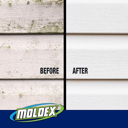 Moldex® Instant Outdoor Cleaner with Bleach and Hose End, 64 oz – Fast Acting Spray for Mold and Mildew Stains on Siding, Decks, Fences and Exterior Surfaces