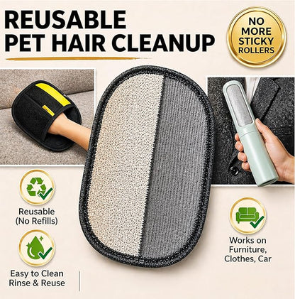 Jaxabby Products Reusable Pet Hair Cleanup Kit – 3-Piece Fabric Hair Remover Set for Clothes, Furniture & Car Interiors – Washable Reusable Lint Roller Alternative (Pastel Blue)