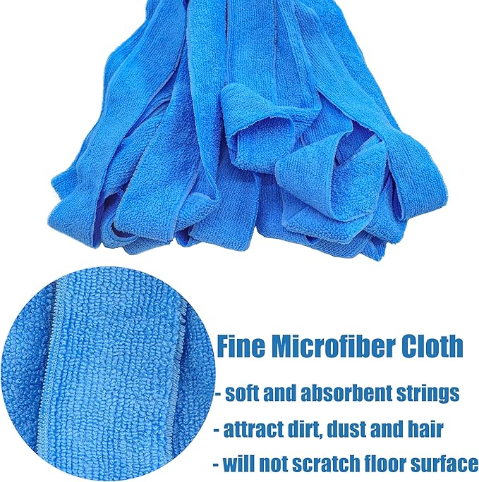 Microfiber Cloth Mop Replacement Blue Compatible with Standard 3/4 inch Threading Pole (2)