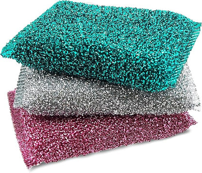 Dish Sponges for Kitchen (3 Pcs) Non-Scratch Scrub Sponges for Dishes, Pots, Pans, Glass, Stainless Steel & Nonstick Cookware–Odor-Resistant, Quick-Dry, Flexible, Durable & Reusable Cleaning Scrubbers