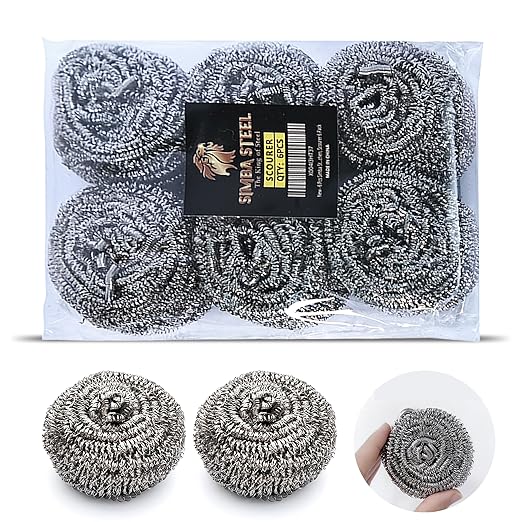 Wool Assortment for Cleaning – 0000 Grade Fine to Coarse Steel Wool Pads & Rolls, Multiple Pack Sizes and Length Options (6 Pcs Scourer)