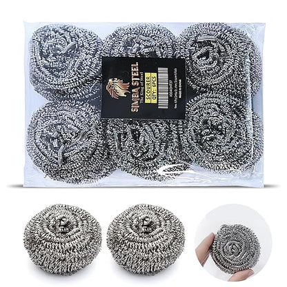 Wool Assortment for Cleaning – 0000 Grade Fine to Coarse Steel Wool Pads & Rolls, Multiple Pack Sizes and Length Options (6 Pcs Scourer)