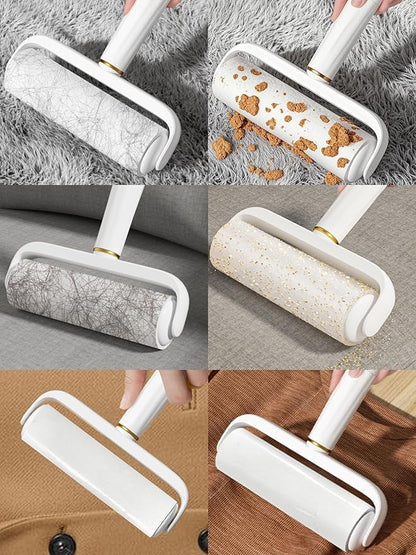 9.5inch - Washable Lint Roller Reusable Remover - Strong Adhesion, Dust - Proof Cover, Hanging Hole - Silicone Material for Clothes, Sofa, Carpet - Pet Hair Remover & Dust,White&Green (Green)