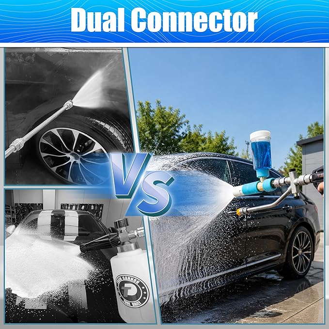 Tool Daily Foam Cannon with Dual Connector Accessory, Mini Foam Cannon for Pressure Washer, 5 Power Washer Nozzle Tips, 1/4" Quick Connect