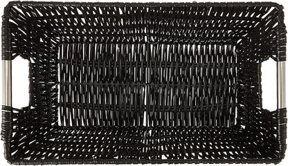 Whitmor 6500-2712-BLK Rattique Small Shelf Black Tote Basket