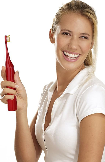 Pursonic S430 Power Rechargeable Sonic Toothbrush: 40,000 Strokes Per Minute, 12 Brush Head Replacements & Toothbrush Set Included - RED