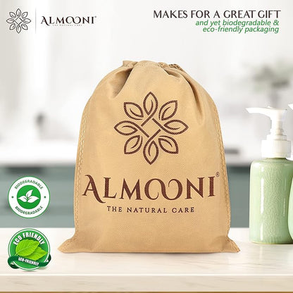 Almooni Egyptian Loofah Gloves for Women & Men, Real Natural Egyptian Loofah Mittens with Terry Cloth, Premium Exfoliating Mitt for Body Cleansing, 2-Pack