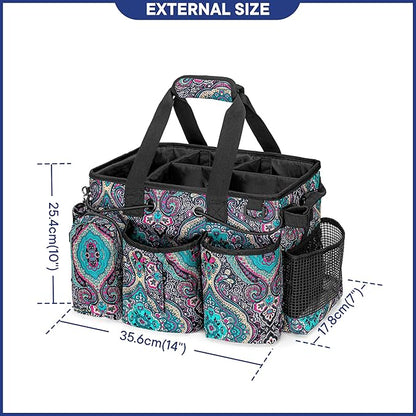 LoDrid Large Professional Cleaning Caddy with Detachable Divider, Supply Organizer with Handle and Shoulder Strap, Cleaning Bags for Housekeepers & Cleaners, Totem