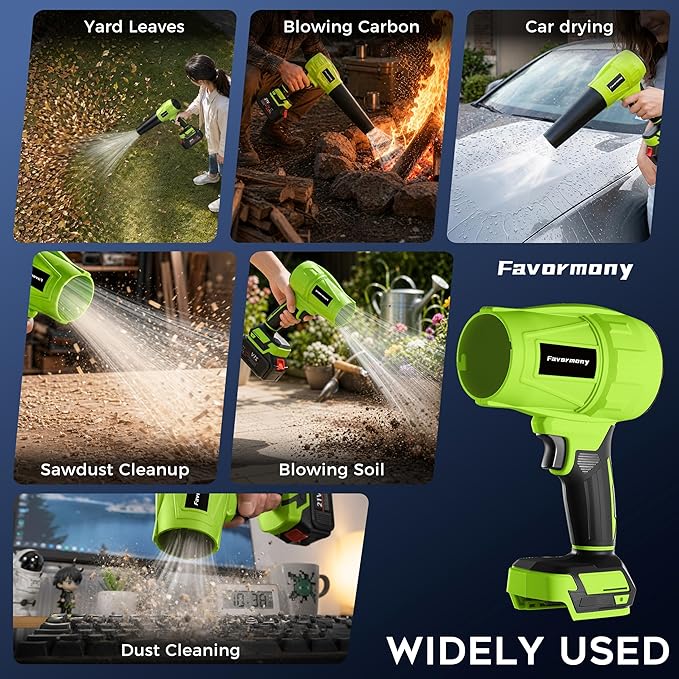 Leaf Blower Cordless, 600000 RPM Handheld Leaf Blower with 2×4.0Ah Batteries and Charger, Battery Power Blower with Extended Nozzle, Portable Lightweight Mini Blower for Lawn Care, Garage, Car Drying