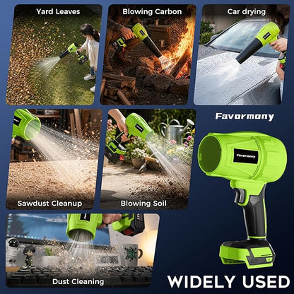 Leaf Blower Cordless, 600000 RPM Handheld Leaf Blower with 2×4.0Ah Batteries and Charger, Battery Power Blower with Extended Nozzle, Portable Lightweight Mini Blower for Lawn Care, Garage, Car Drying