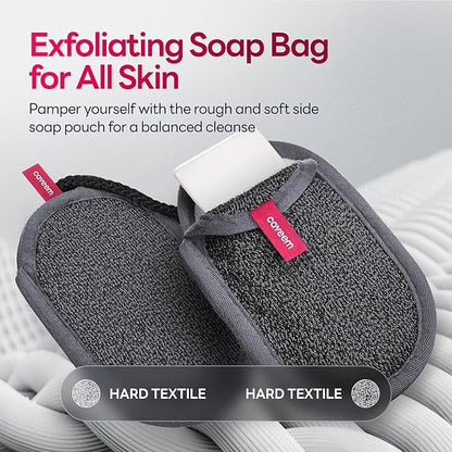 CAVEEM Soap Bag, Rough Exfoliation Soap Pouch for Bar Soap, Soap Mesh Pocket Bar Holder Washing and Drying Bags, Soap Sack Sponge Bag for Shower Bath (2 Pack)