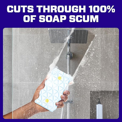 Mr. Clean Magic Eraser Sponge, Bathroom Cleaner, Shower Cleaner, Tub Cleaner, Soap Scum Remover, Bathroom Cleaning Supplies, Dawn Cleaning Power with Lemon Scent, 2 in 1 Bath, 5ct (Pack of 4)