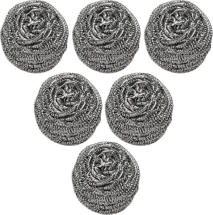 SCRUBIT 6 Pack Stainless Steel Scourers – Steel Wool Scrubber Pad Used for Dishes, Pots, Pans, and Ovens. Easy scouring for Tough Kitchen Cleaning.