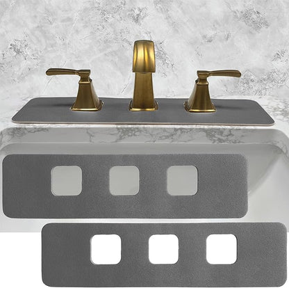 Faucet Mat Bathroom Sink 3-square-hole : AHA HOMEWARE Diatomite Rubber Bathroom Sink Splash Guard 3 Square Hole 2 Pack (Dark Gray)
