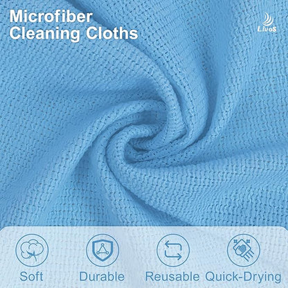 LIVOS Microfiber Cleaning Cloth Roll - 100 Pack, Reusable Paper Towels, Microfiber Towels for Car, Super Absorbent Cleaning Rags for House,Kitchen,Window-Blue, 11.5"x11.5"|Lightweight, Quickly Dry