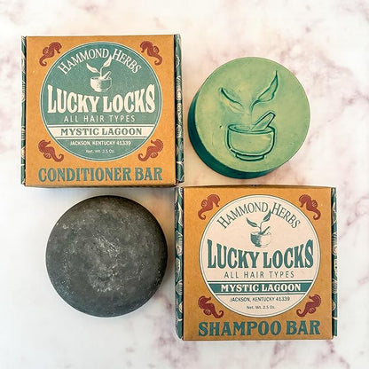 Lucky Locks | Pick Your Scent | Natural Shampoo & Conditioner Bar Set | Zero Waste Hair Care | Sulfate Free (Mystic Lagoon)