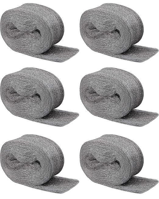 Steel Wool for Mice Control - 6 Pack of 3×10Ft Steel Wool, Gap Filter for House & Garage - Keep Mice Away from Holes，Siding，Pipeline，Vents in Garden, House, 7.04oz (6, 100g)