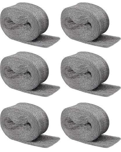 Steel Wool for Mice Control - 6 Pack of 3×10Ft Steel Wool, Gap Filter for House & Garage - Keep Mice Away from Holes，Siding，Pipeline，Vents in Garden, House, 7.04oz (6, 100g)