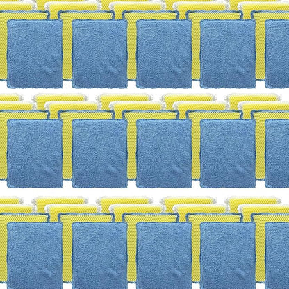 LOLA Microfiber & Nylon Net Sponges, 288 Pack, 144 Dual Sided Non-Scratch Sponge Pads and 144 with Microfiber Cloth One Side & Netting the Other Side