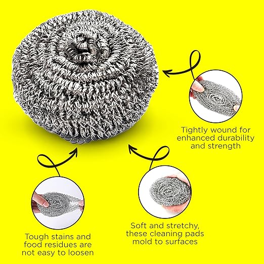 Wool Assortment for Cleaning – 0000 Grade Fine to Coarse Steel Wool Pads & Rolls, Multiple Pack Sizes and Length Options (12 Pcs Scourer)